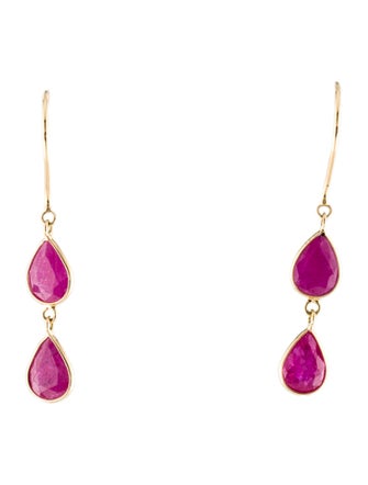 Jewelmak 18K 3.55ctw Ruby Drop Earrings