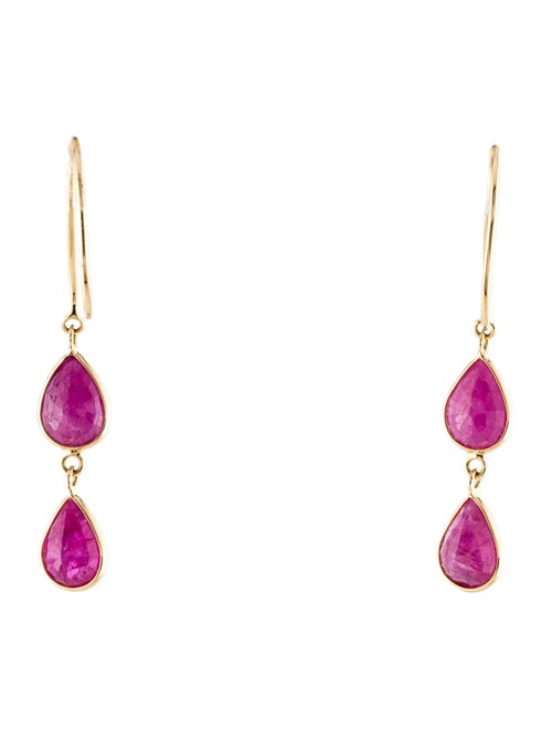 Jewelmak 18K 3.55ctw Ruby Drop Earrings