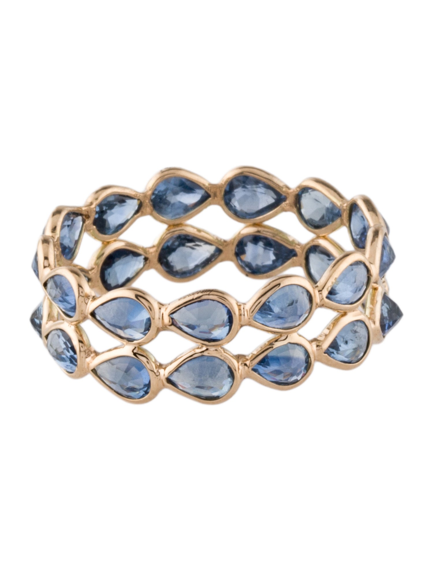 Jewelmak 14K Sapphire Double Row Eternity Band