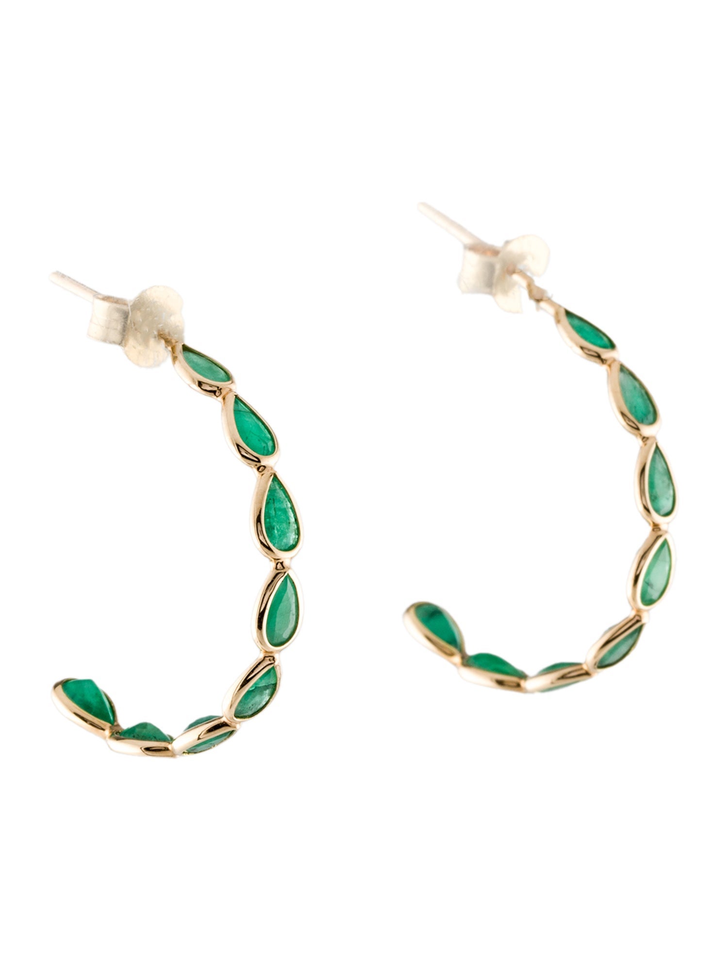 Jewelmak 14K 2.53ctw Emerald Hoop Earrings