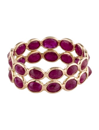Jewelmak 14K 4.51ctw Ruby Double Row Eternity Band