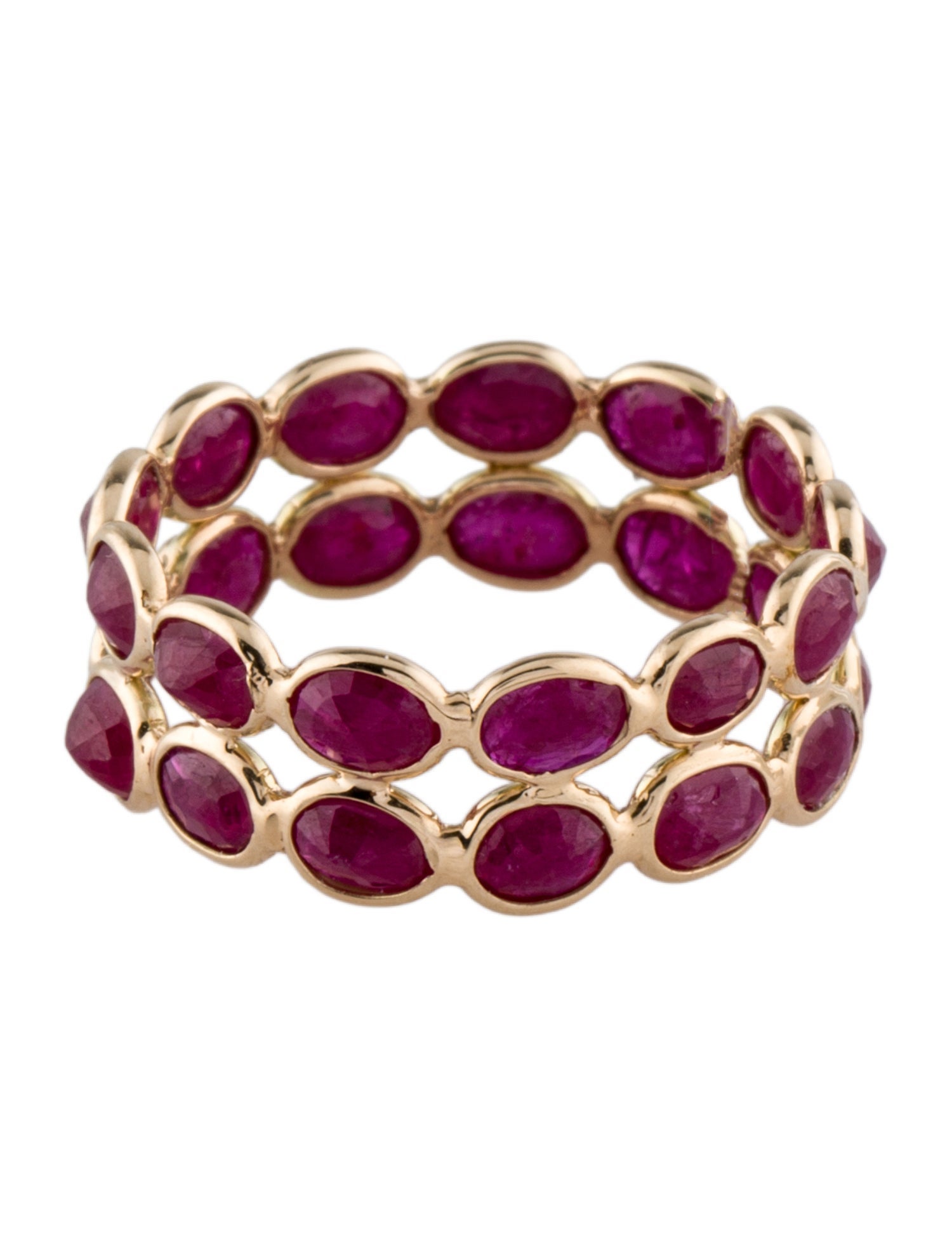 Jewelmak 14K 4.51ctw Ruby Double Row Eternity Band