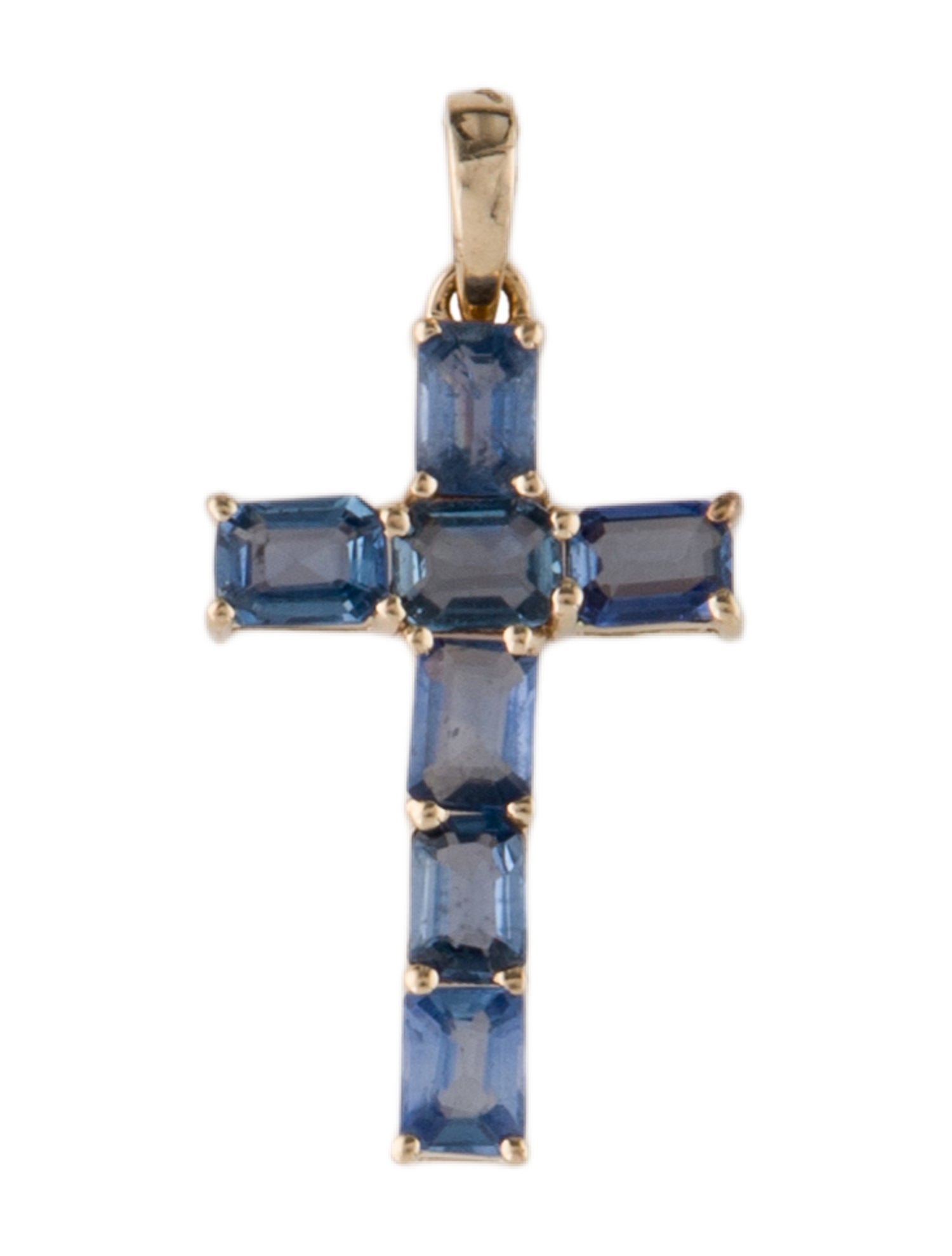 Jewelmak 14K 1.68ctw Sapphire Cross Pendant