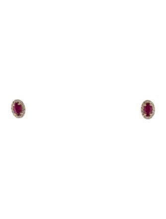 Jewelmak 14K Ruby & Diamond Stud Earring