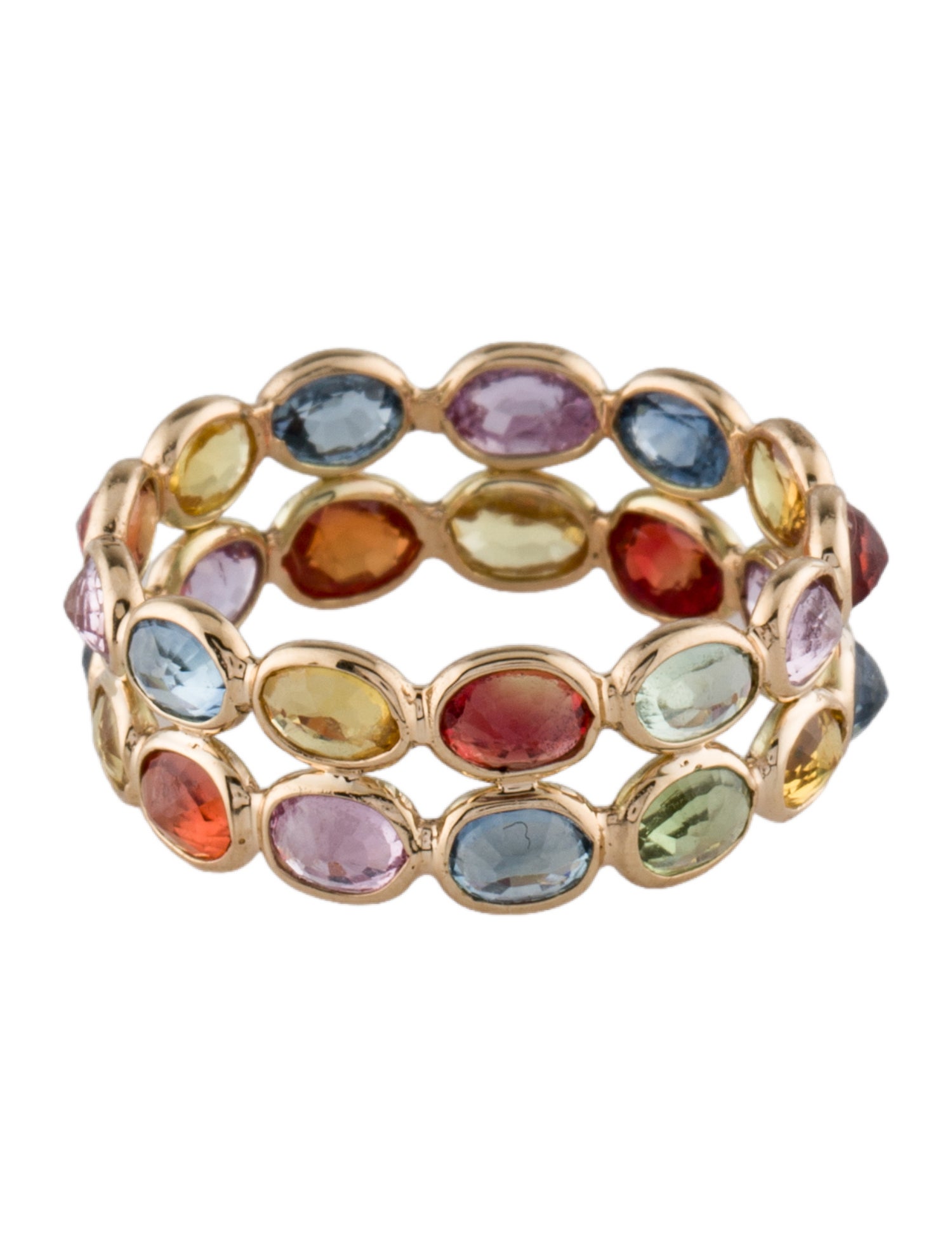 Jewelmak 14K Multicolor Sapphire Eternity Band
