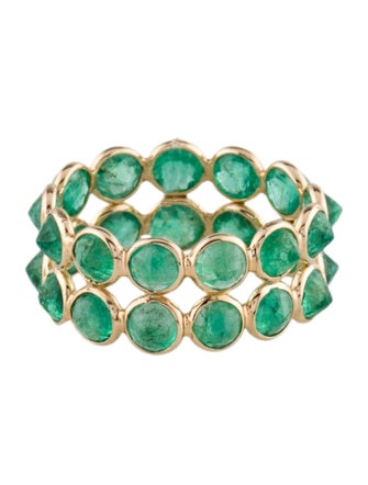 Jewelmak 14K 4.03ctw Emerald Double Row Eternity Band