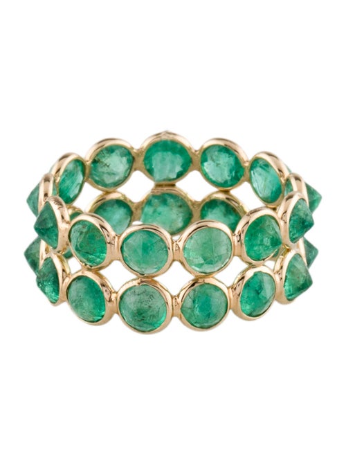 Jewelmak 14K 4.03ctw Emerald Double Row Eternity Band