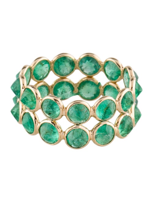 Jewelmak 14K 4.03ctw Emerald Double Row Eternity Band