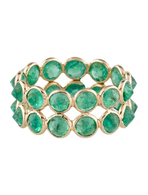 Jewelmak 14K 4.03ctw Emerald Double Row Eternity Band