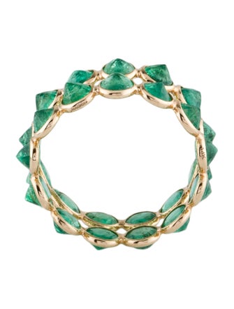Jewelmak 14K 4.03ctw Emerald Double Row Eternity Band