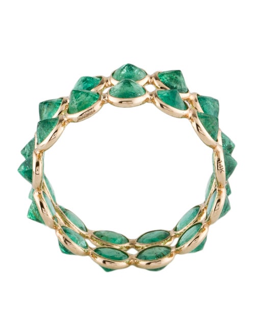 Jewelmak 14K 4.03ctw Emerald Double Row Eternity Band