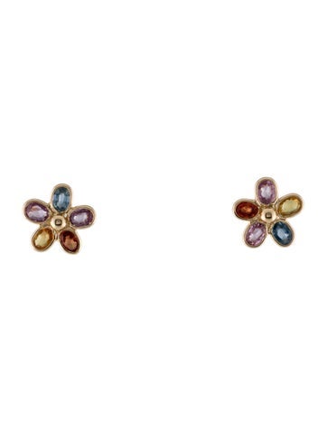 Jewelmak Stud 14K Multi Sapphire Earring