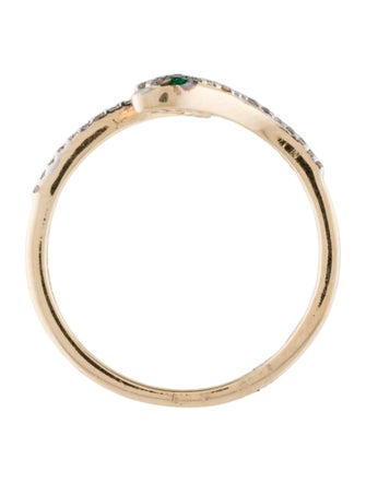 Jewelmak 14K Emerald & Diamond Snake Bypass Band