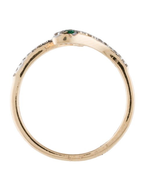 Jewelmak 14K Emerald & Diamond Snake Bypass Band