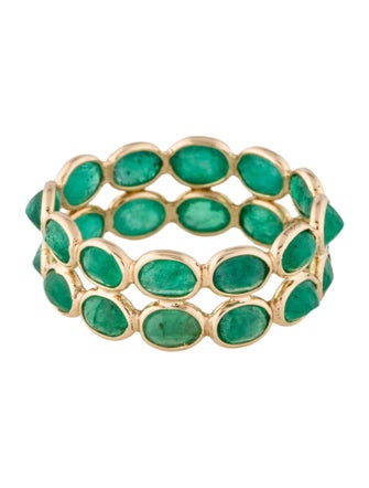 Jewelmak 14K 3.60ctw Emerald Double Row Eternity Band