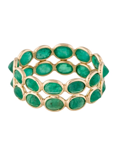 Jewelmak 14K 3.60ctw Emerald Double Row Eternity Band