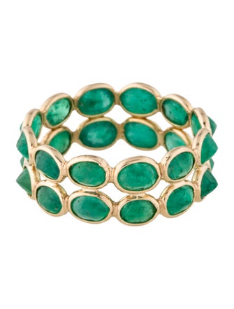 Jewelmak 14K 3.60ctw Emerald Double Row Eternity Band