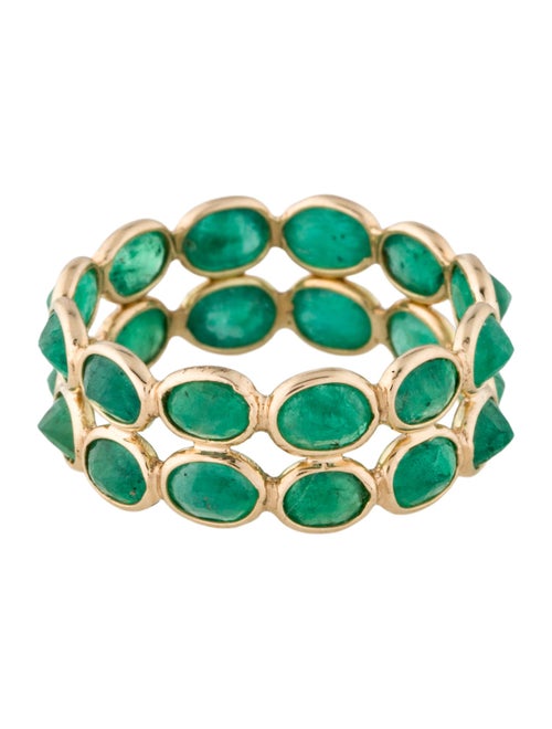 Jewelmak 14K 3.60ctw Emerald Double Row Eternity Band