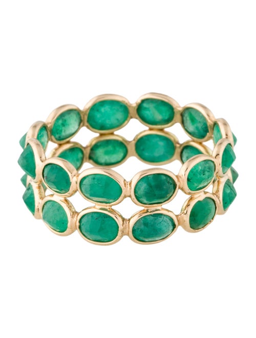 Jewelmak 14K 3.60ctw Emerald Double Row Eternity Band