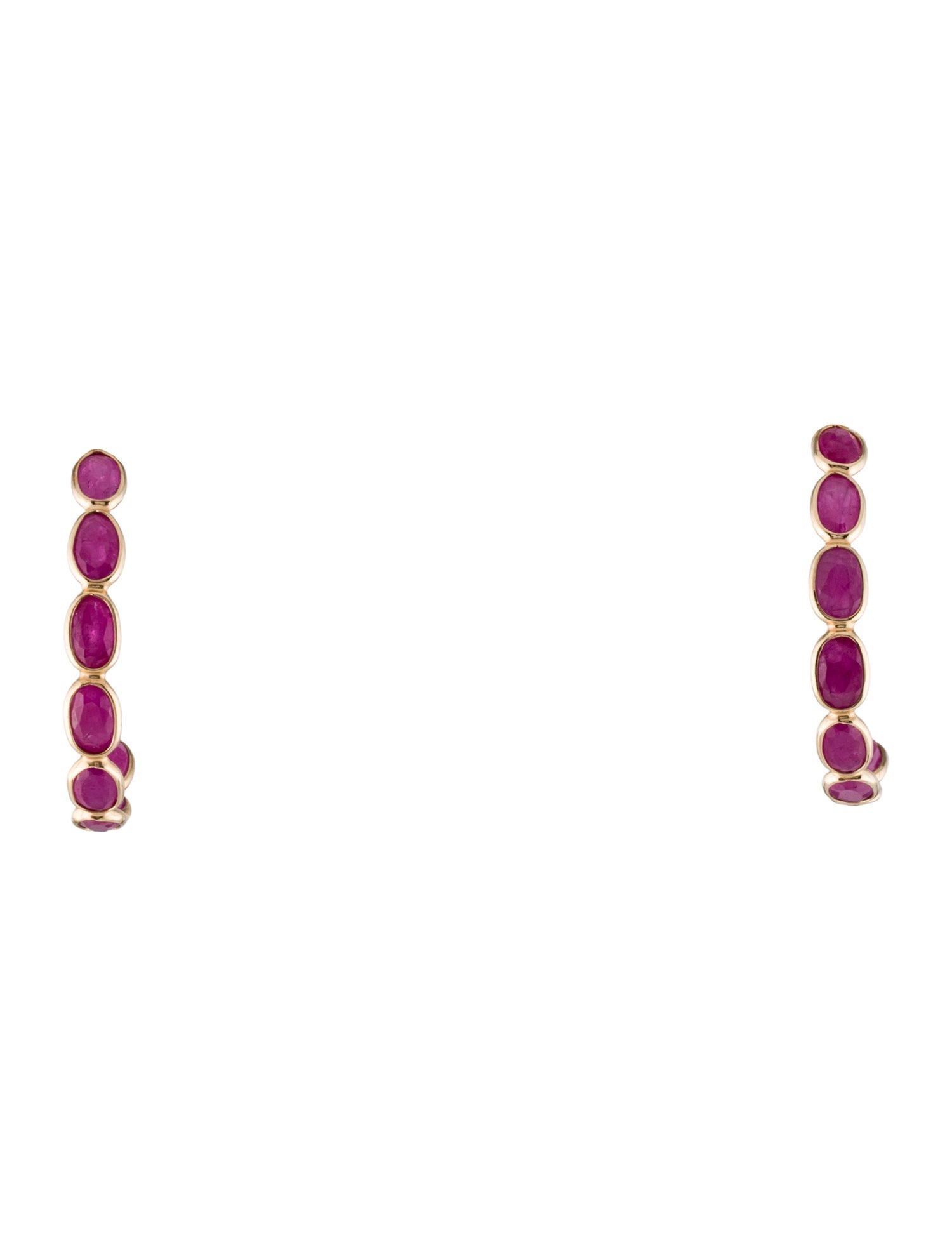 Jewelmak 14K Ruby Hoop Earrings