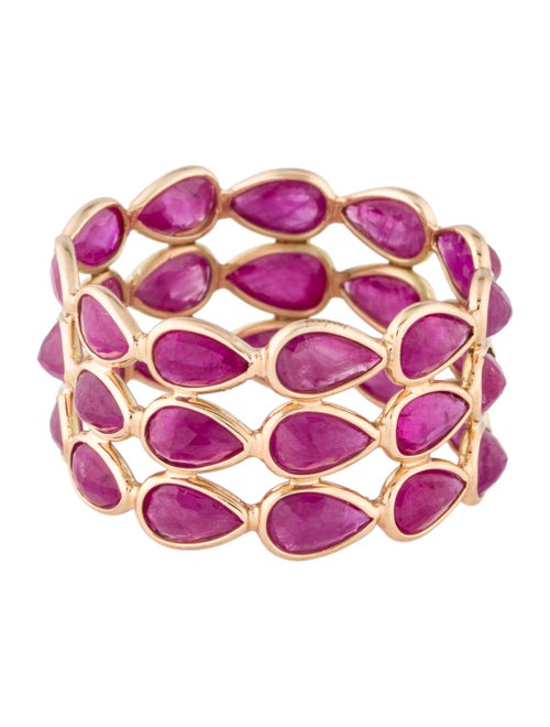 Jewelmak 14K Ruby Triple Row Band