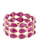 Jewelmak 14K Ruby Triple Row Band