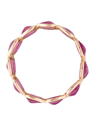 Jewelmak 14K Ruby Triple Row Band