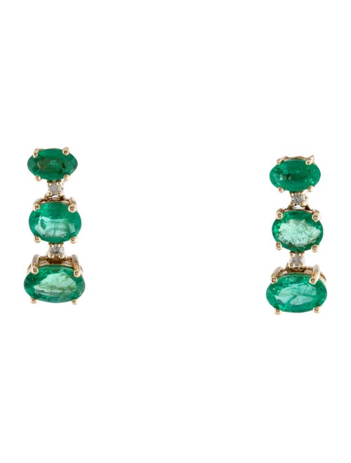 Jewelmak 14K 1.52ctw Emerald & Diamond Drop Earrings