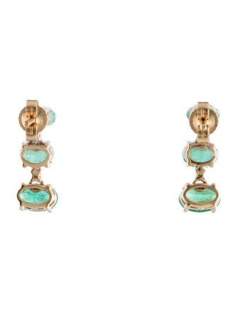 Jewelmak 14K 1.52ctw Emerald & Diamond Drop Earrings