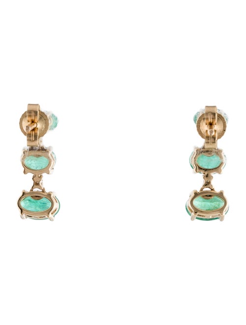 Jewelmak 14K 1.52ctw Emerald & Diamond Drop Earrings