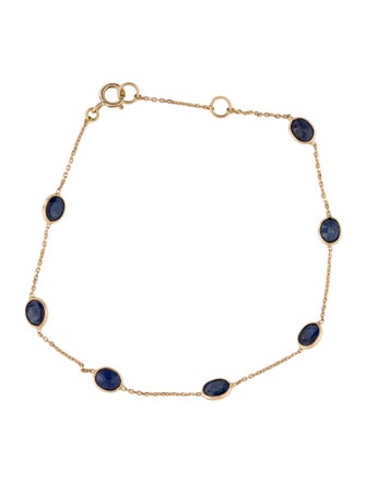 Jewelmak 18K 2.45ctw Sapphire Station Bracelet