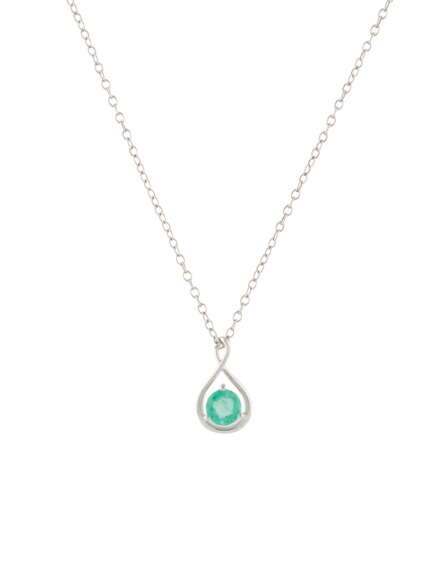Jewelmak 14K Emerald Pendant Necklace