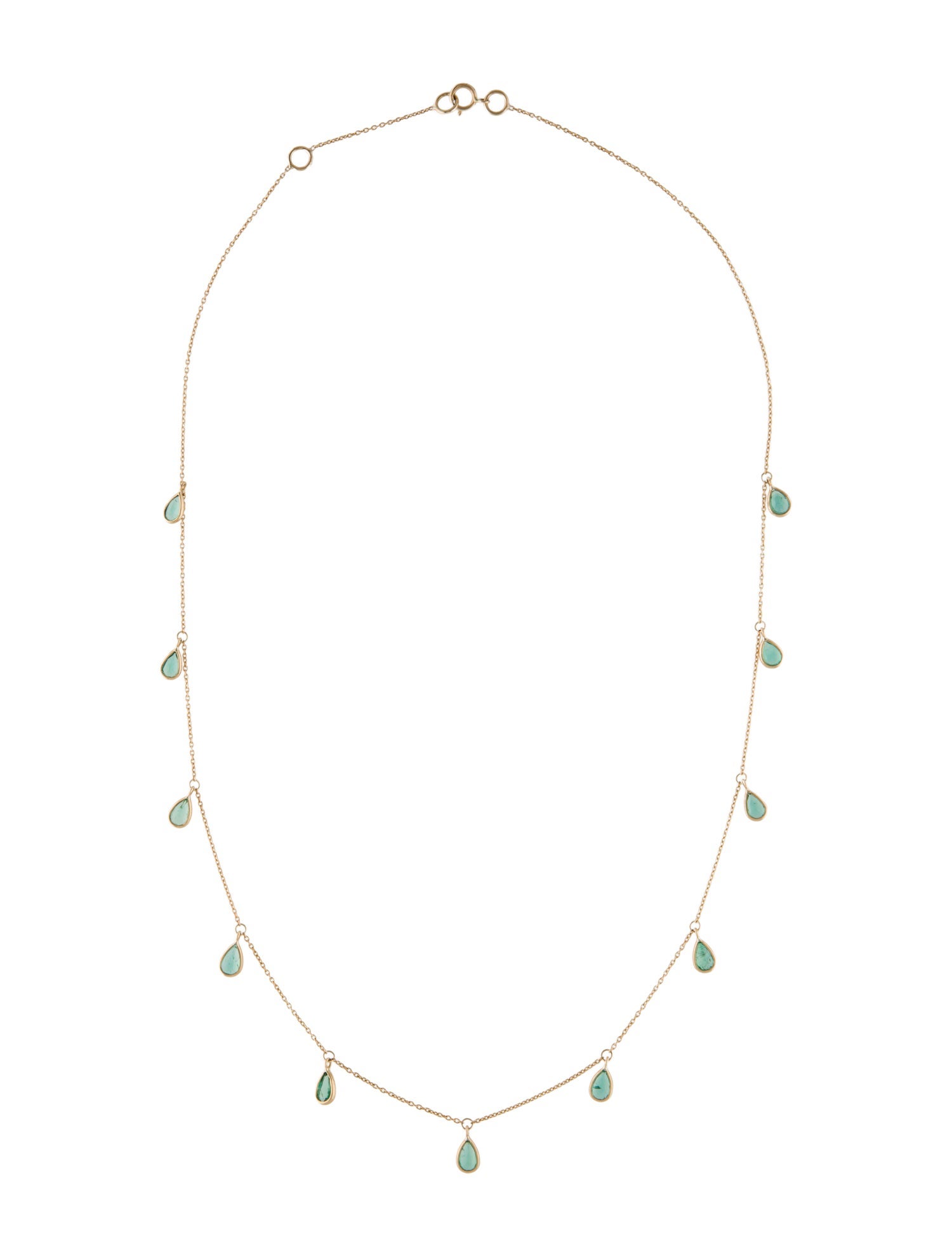 Jewelmak 14K 1.55ctw Emerald Station Necklace