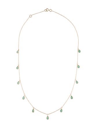 Jewelmak 14K 1.55ctw Emerald Station Necklace