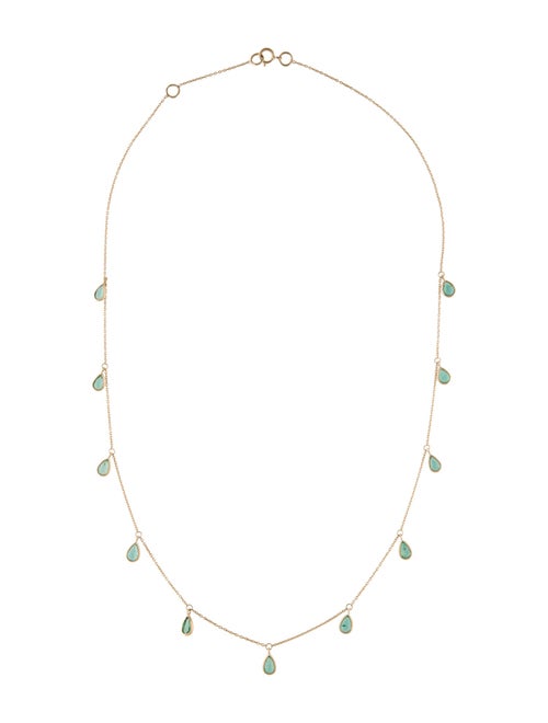 Jewelmak 14K 1.55ctw Emerald Station Necklace
