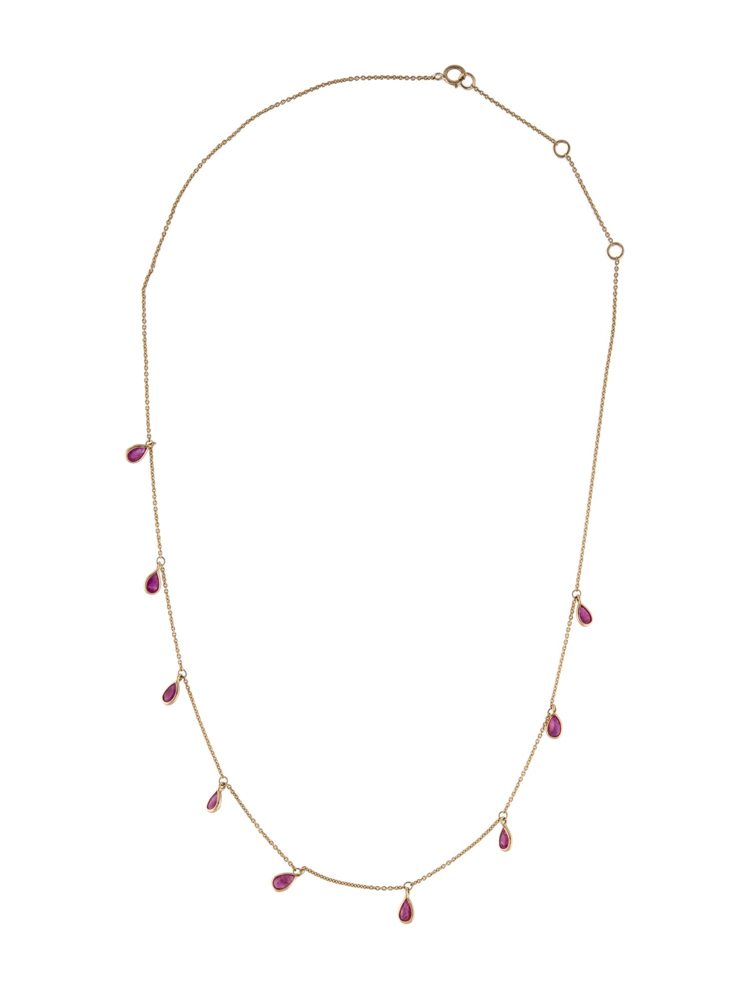 Jewelmak 14K 2.16ctw Ruby Pear-Shaped Station Necklace