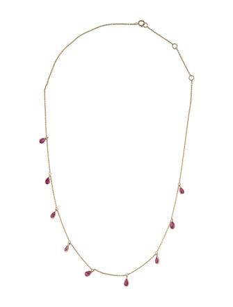 Jewelmak 14K 2.16ctw Ruby Pear-Shaped Station Necklace