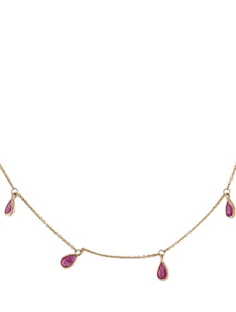 Jewelmak 14K 2.16ctw Ruby Pear-Shaped Station Necklace