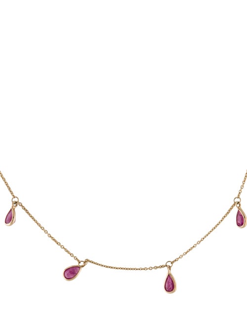 Jewelmak 14K 2.16ctw Ruby Pear-Shaped Station Necklace