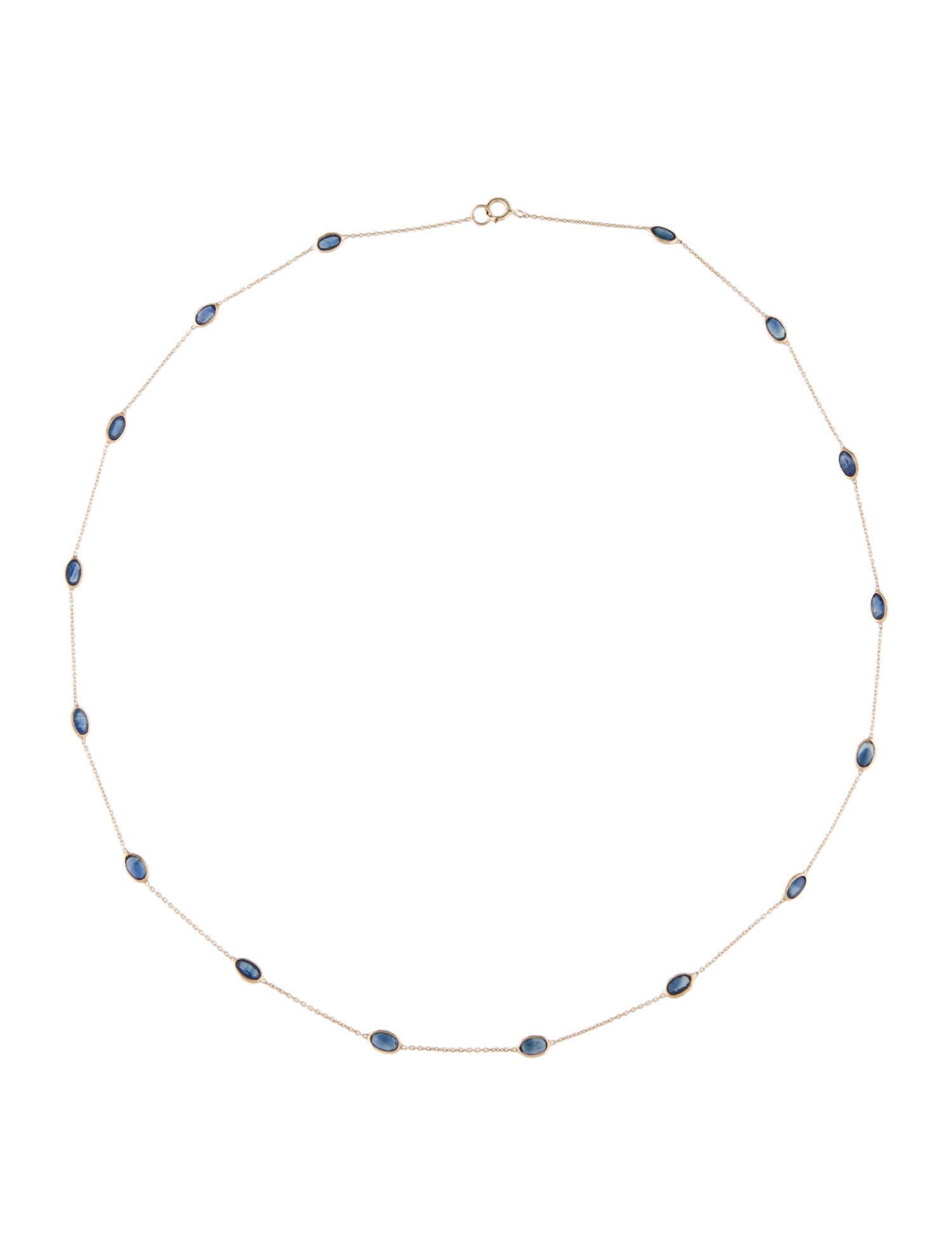 Jewelmak 14K 4.44ctw Sapphire Station Necklace