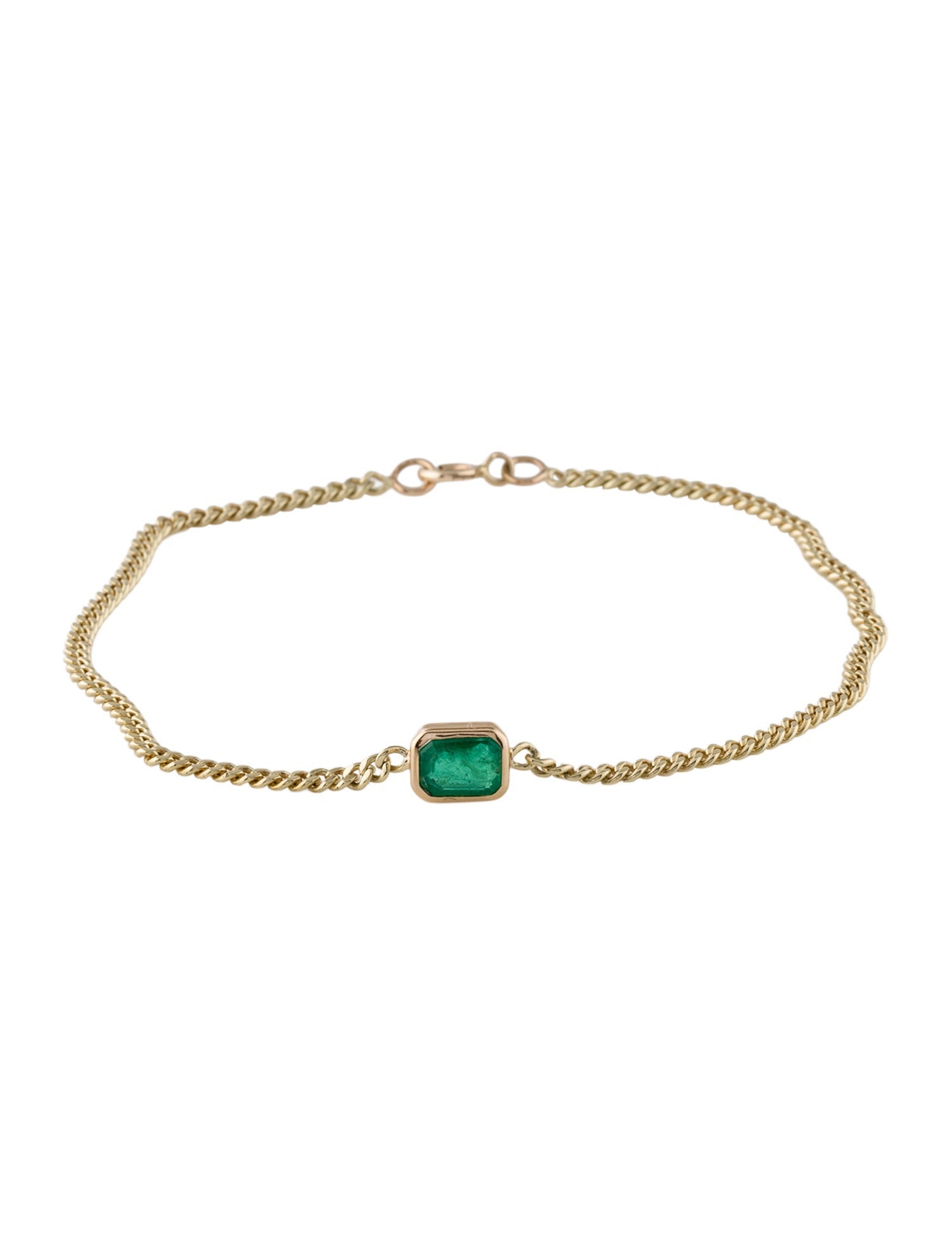 Jewelmak 14K Emerald Station Bracet