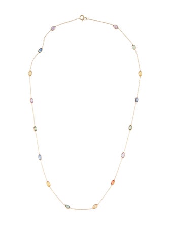 Jewelmak 14K 3.40ctw Sapphire Station Necklace