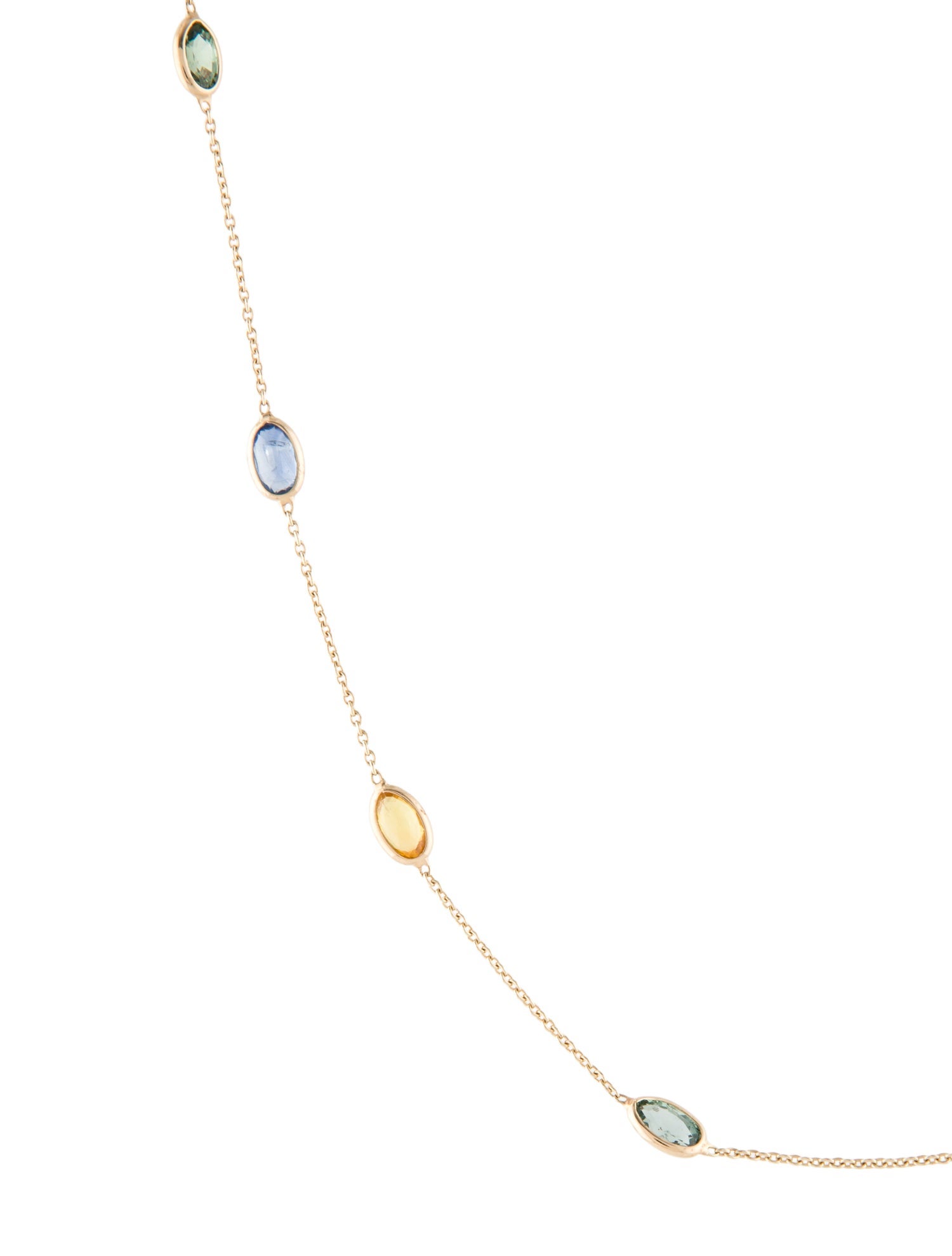 Jewelmak 14K 3.40ctw Sapphire Station Necklace