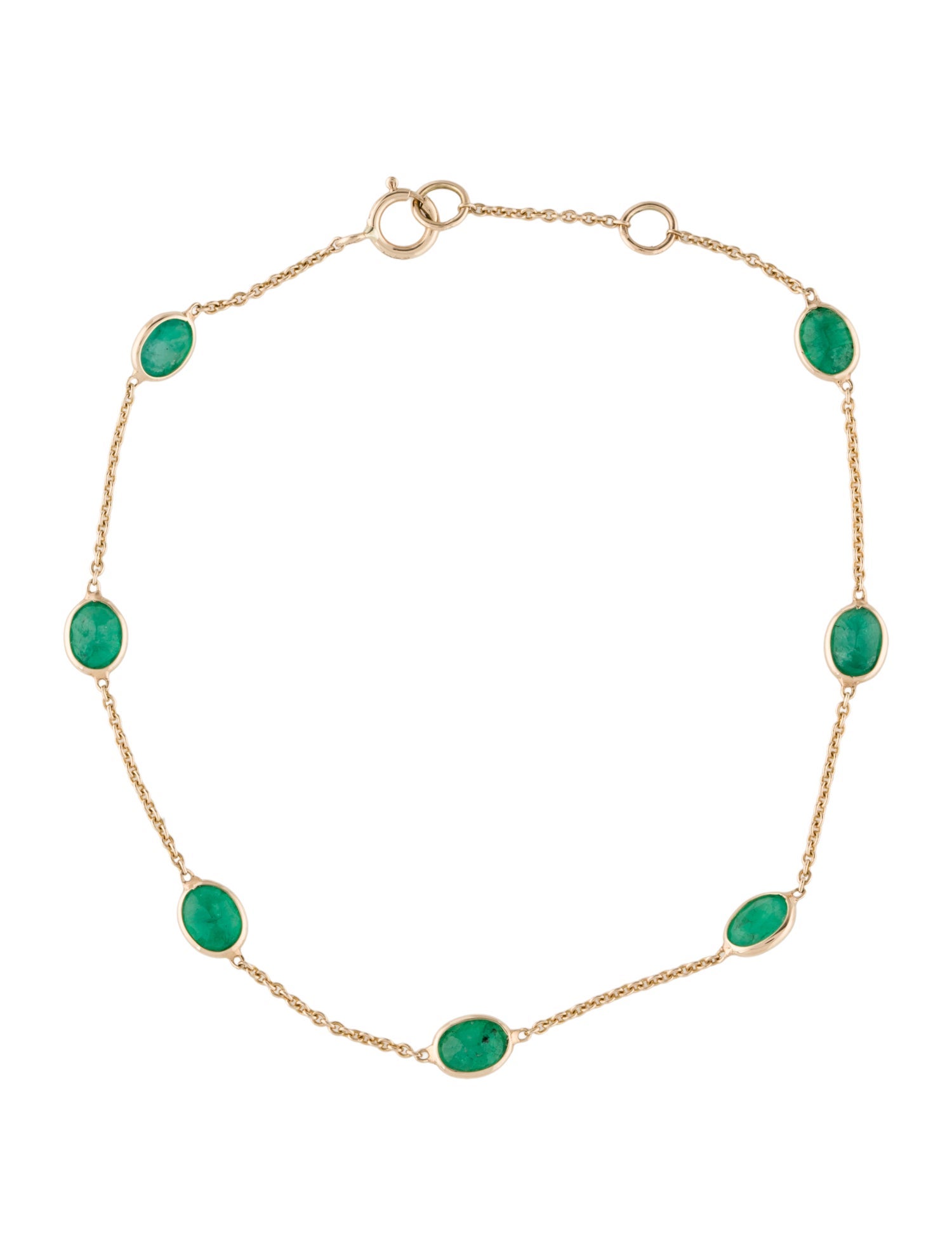 Jewelmak 14K 1.92ctw Emerald Station Bracelet