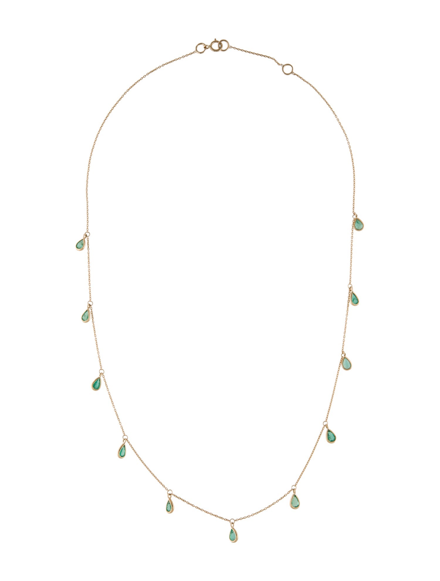 Jewelmak 14K 1.10ctw Emerald Station Necklace
