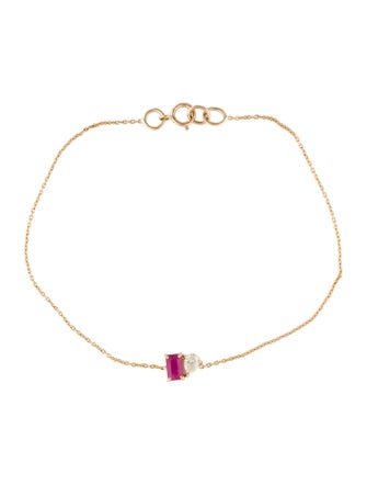 Jewelmak 14K Ruby & Diamond Station Bracelet
