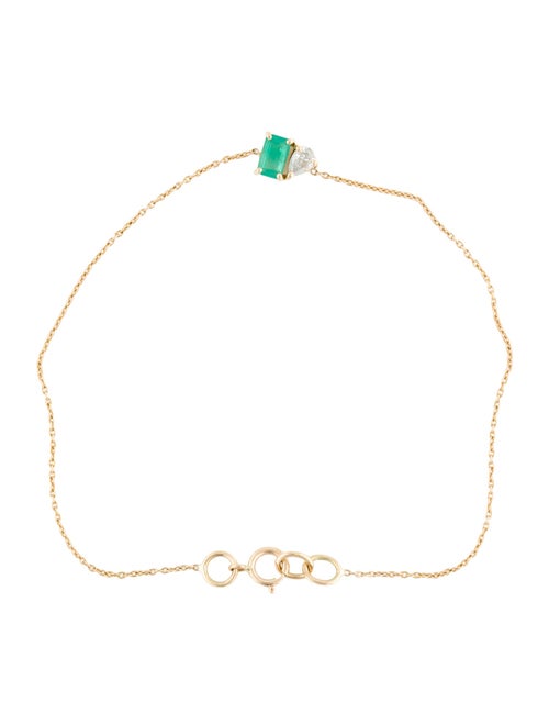 Jewelmak 14K Emerald & Diamond Station Chain Bracelet