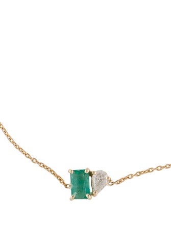 Jewelmak 14K Emerald & Diamond Station Bracelet