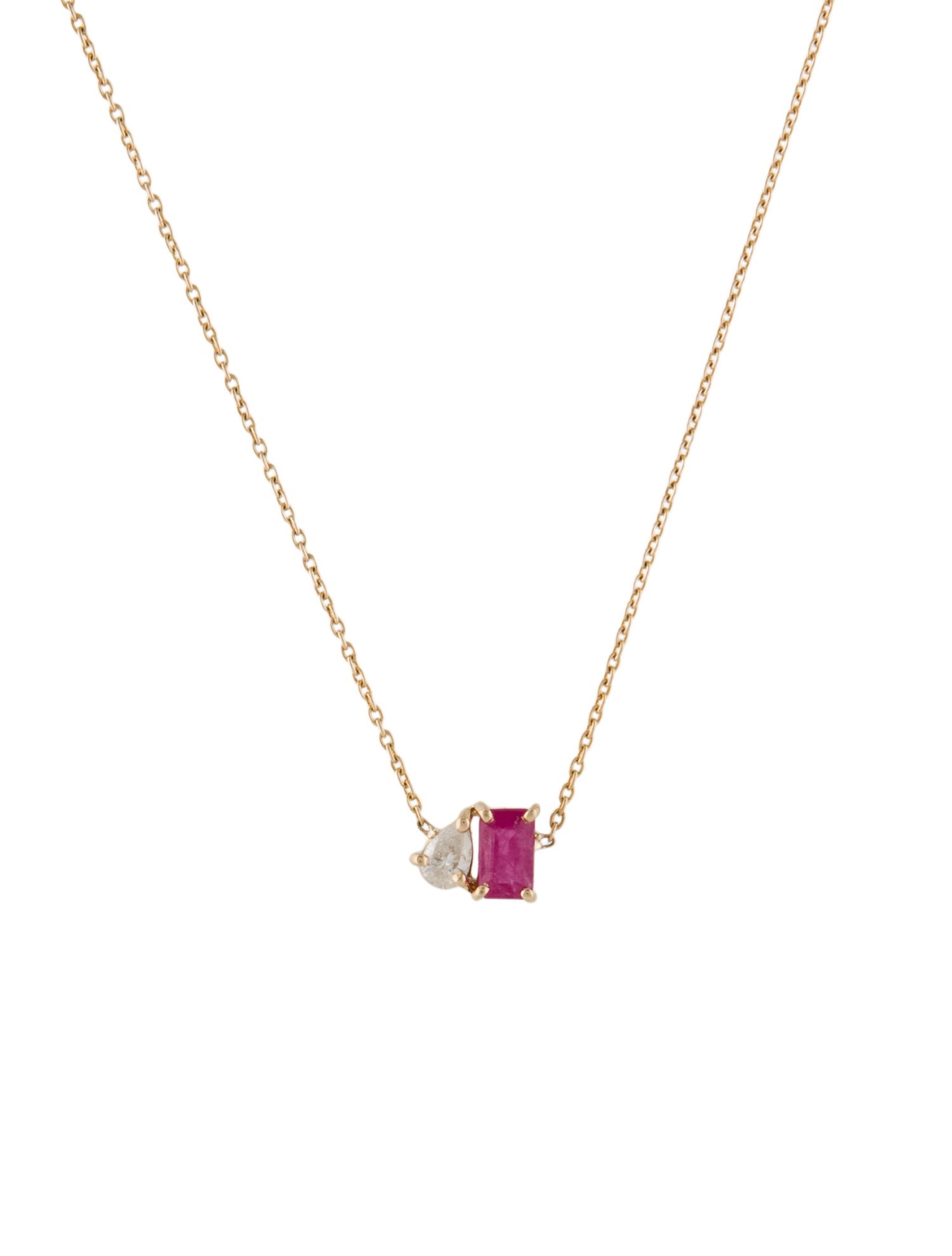 Jewelmak 14K Ruby & Diamond Pendant Necklace