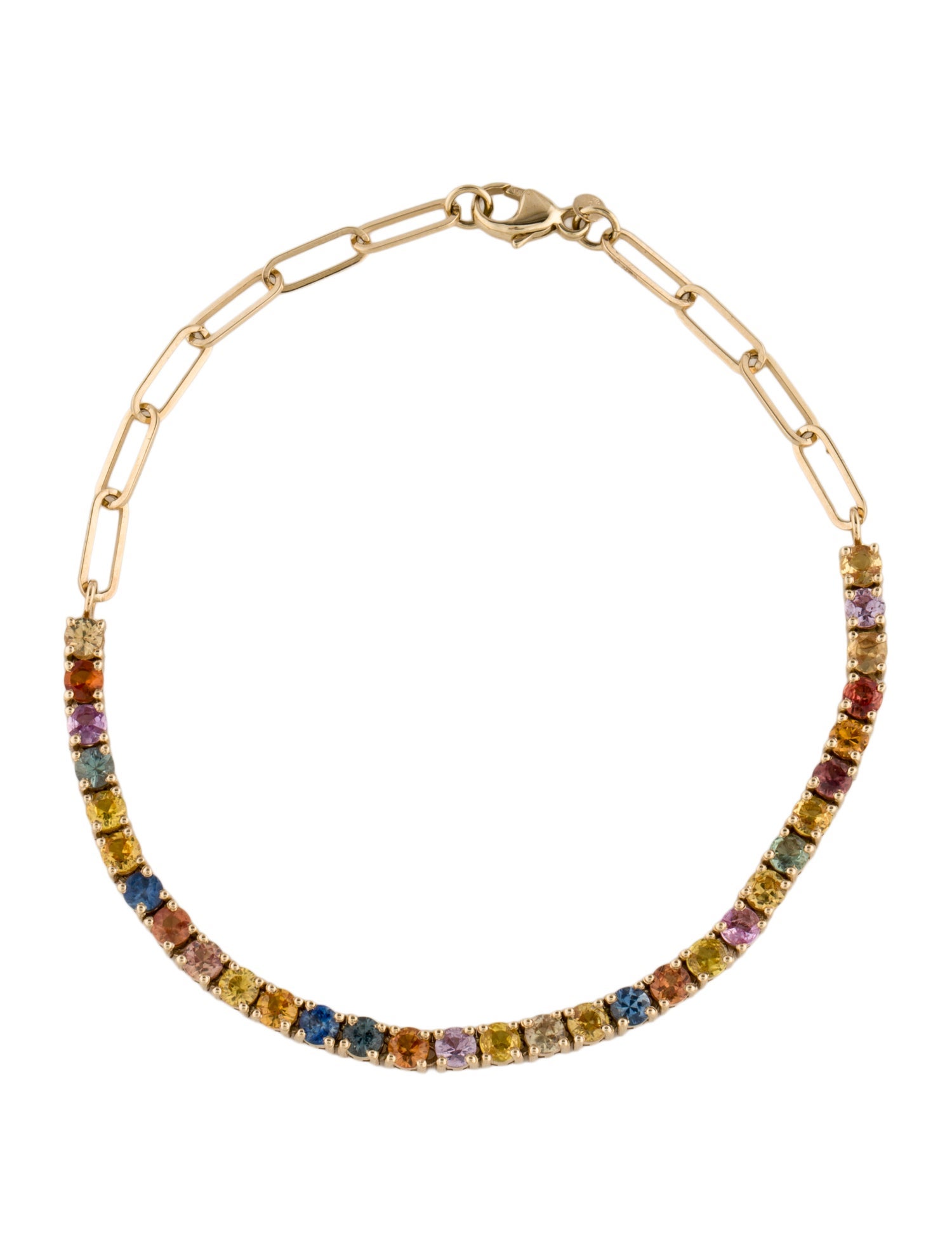 Jewelmak 14K 4.28ctw Sapphire Adjustable Link Bracelet